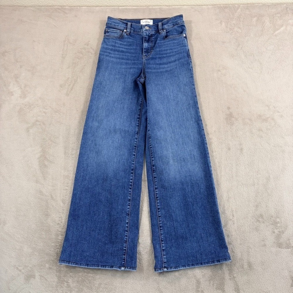FRAME Le Slim Palazzo Wide Leg Jeans in Canals Stretch Denim Women 26 $278 - Picture 3 of 11